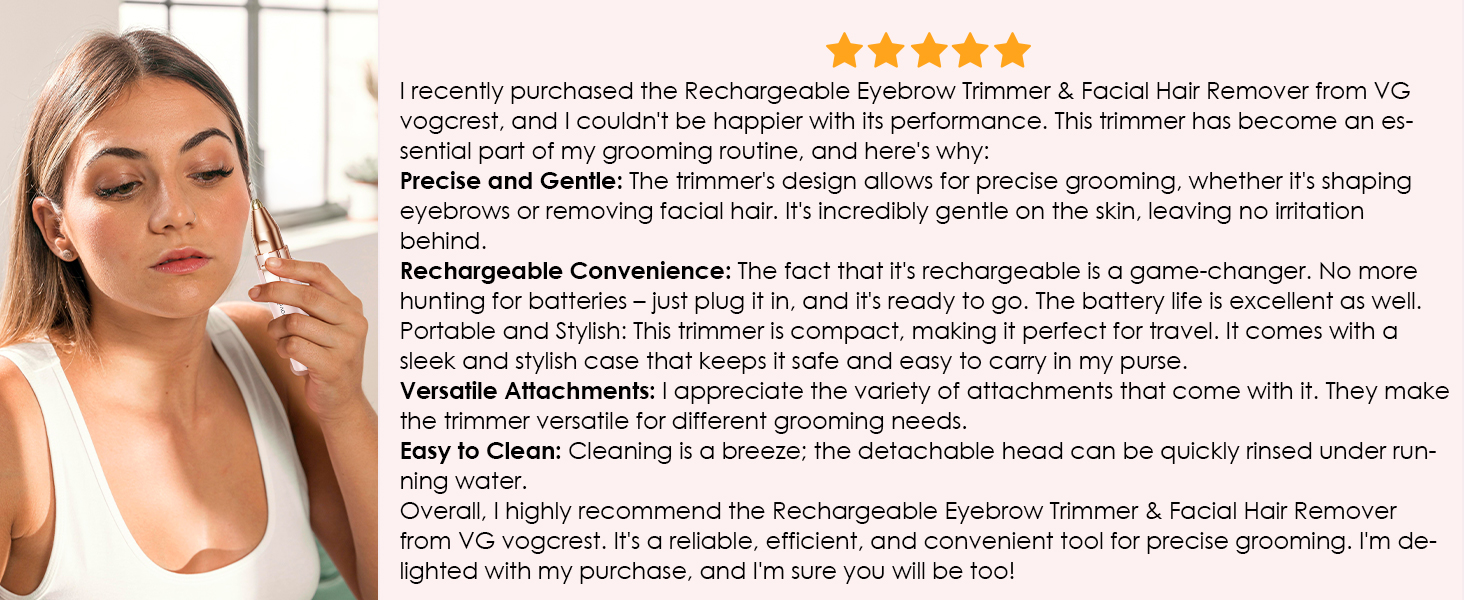 Триммер для обличчя та брів 2-в-1 VG VOGCREST з LED-підсвічуванням (Рожеве золото)