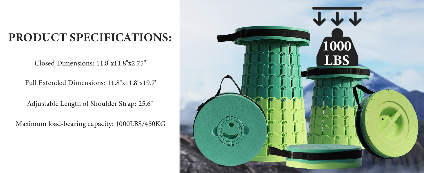 Складаний стілець PLOGGING Upgrade XXL із подушкою, переносний табурет для дорослих, посилена конструкція, навантаження до 450 кг, розкладний кемпінговий стілець для туризму, відпочинку, подорожей, зелений
