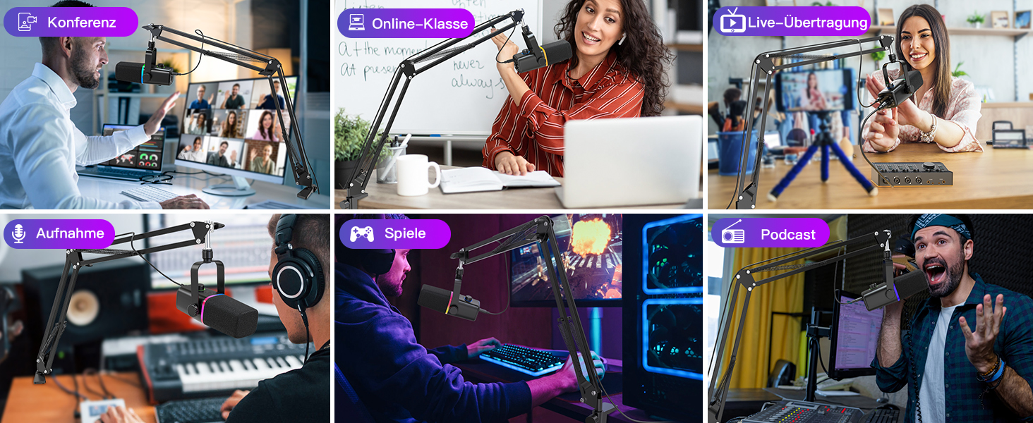 Мікрофон ZealSound XLR/USB для подкастів з RGB підсвічуванням та регулятором гучності | Для студії, стрімінгу, YouTube, геймінгу | Сумісний з PC, Mac, PS4-5, мікшером KD8S