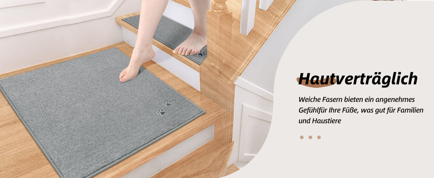 BEQHAUSE Non-Slip Stair Treads - 15 Piece Set - Washable Carpet for Kids, Seniors & Pets - 22x70cm Polyester & TPE