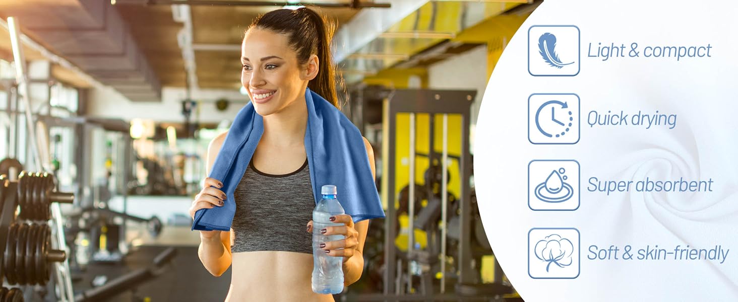 Набір рушників з мікрофібри GZXYA (3 шт.): великий (180x60 см) + 2 маленьких (80x40 см), швидковисихаючі, для спорту та відпочинку