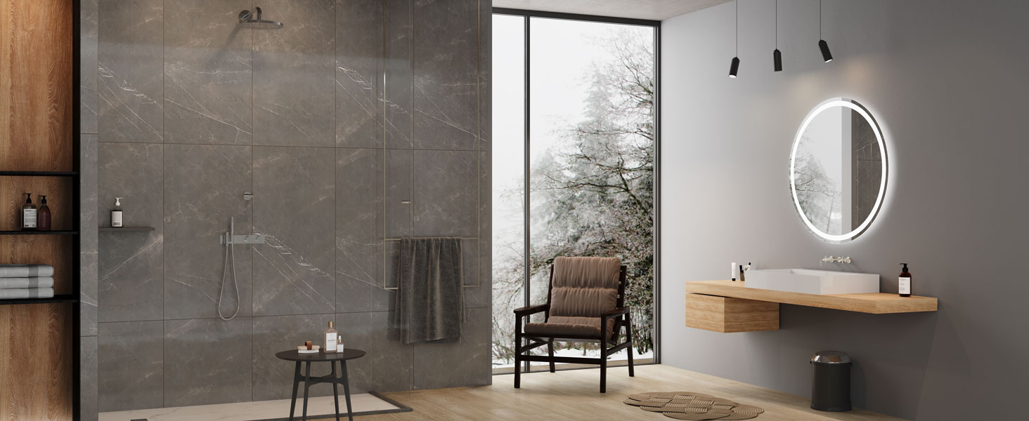 Дзеркало для ванної кімнати Dripex круглої форми з підсвічуванням LED, сенсорне керування, регулювання яскравості, 3 кольори світла, запобігання запотіванню, 60x60 см (Bluetooth, запобігання запотіванню, 3 кольори, регулювання яскравості)