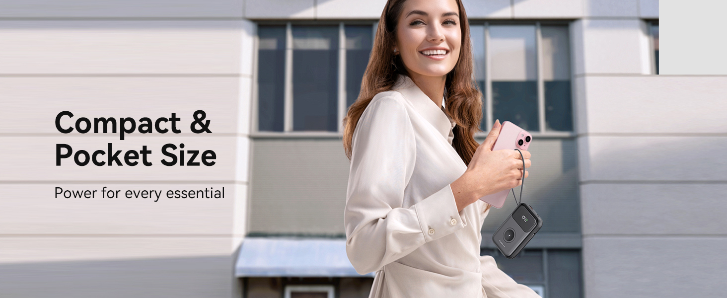 Power Bank Kuulaa для Apple Watch 10000mAh з LCD-дисплеєм та двома кабелями, 22.5W PD, сумісний з iPhone, iPad, Apple Watch 10/9/8/Ultra2/Ultra/SE