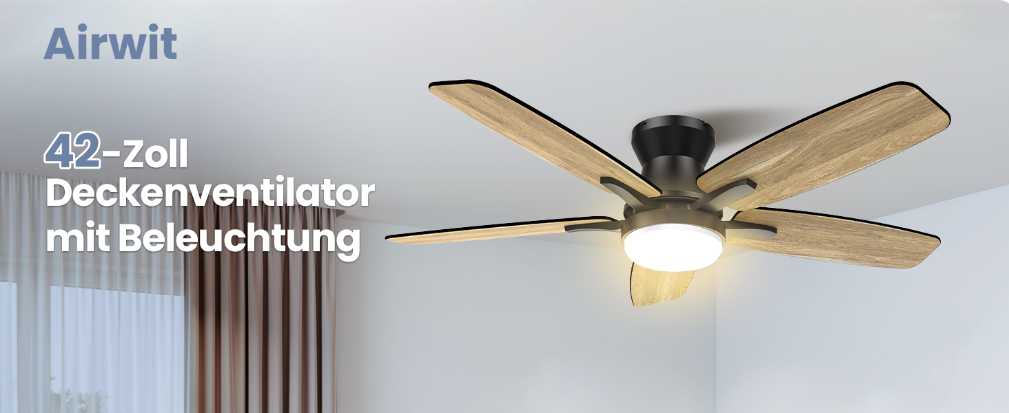 Стелянка-вентилятор 106 см з підсвічуванням, двосторонні лопаті, тихий, з пультом, LED лампа для спальні/вітальні, DC мотор, колір темне дерево