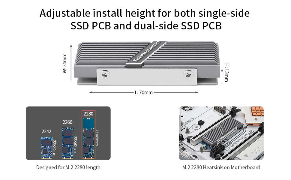 Радіатор охолодження SSD Thermalright TR-M.2 2280 для M.2 NVMe SSD, 13 мм, з теплопровідною пастою