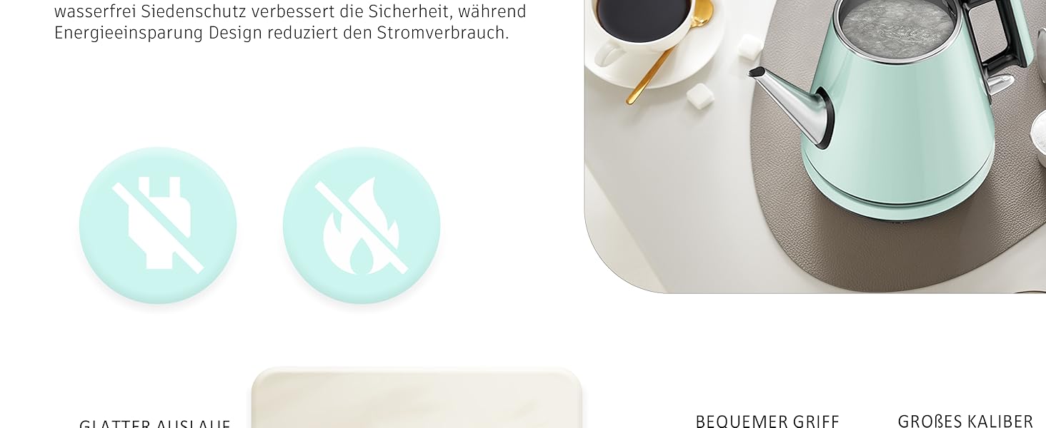 Електричний чайник 0.9л з нержавіючої сталі 304, 1360W, швидке кип'ятіння за 4-6 хвилин, класичний компактний дизайн, сенсорна кнопка, автоматичне відключення та захист від перегріву, для дому, офісу, для кави, зелений