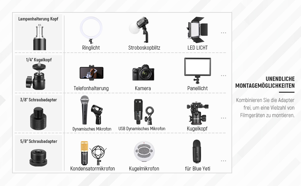 Тримач для камери NEEWER TL283 (ST-DB3560) – штатив для столу, мікрофонний важіль, підставка для DSLR, веб-камери, телефону, Ring Light