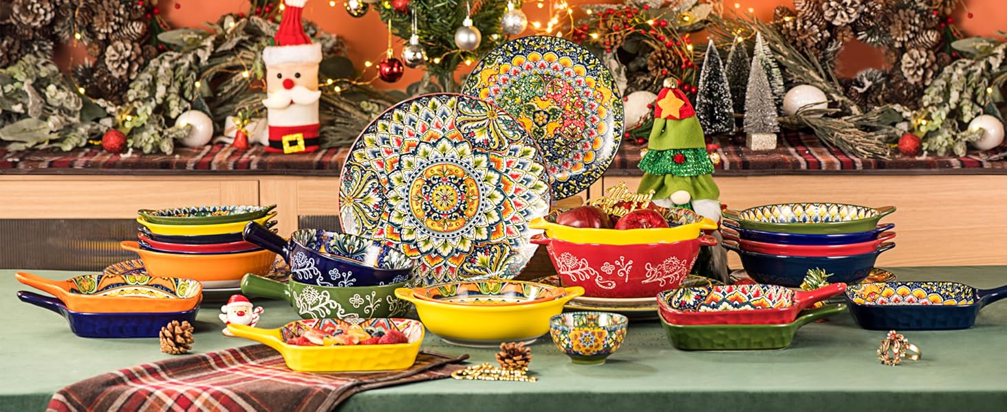 Набір супових тарілок Henten Home, 4 шт. - 360 мл, кераміка, для супу, десерту, морозива, богемний стиль