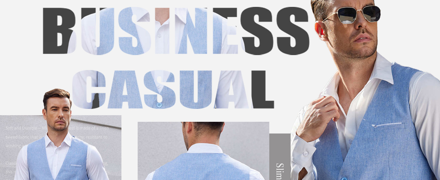 Костюмний жилет чоловічий COOFANDY з кишенями, чорний, розмір XXL