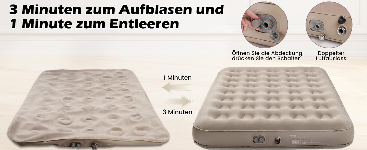 Надувний матрац для 2 осіб з електричним насосом, 190 x 125 x 20 см - для дому та кемпінгу