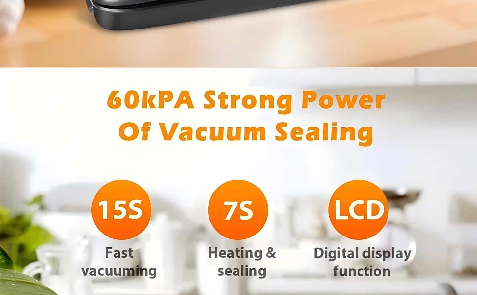 MeteMake Вакууматор автоматичний для продуктів харчування, One-Touch вакуумна запайка, компактна модель (чорний)