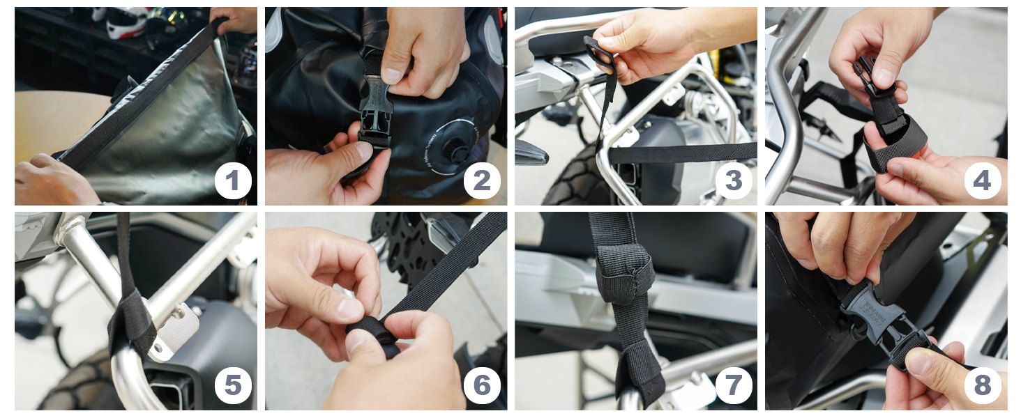 IRON JIA's Motorcycle Bag Luggage Roll Waterproof Motorcycle Rear Bag Saddlebag Travel Bag with roll-sealed shoulder straps suitable for motorcycle cycling camping watersports Black-70L