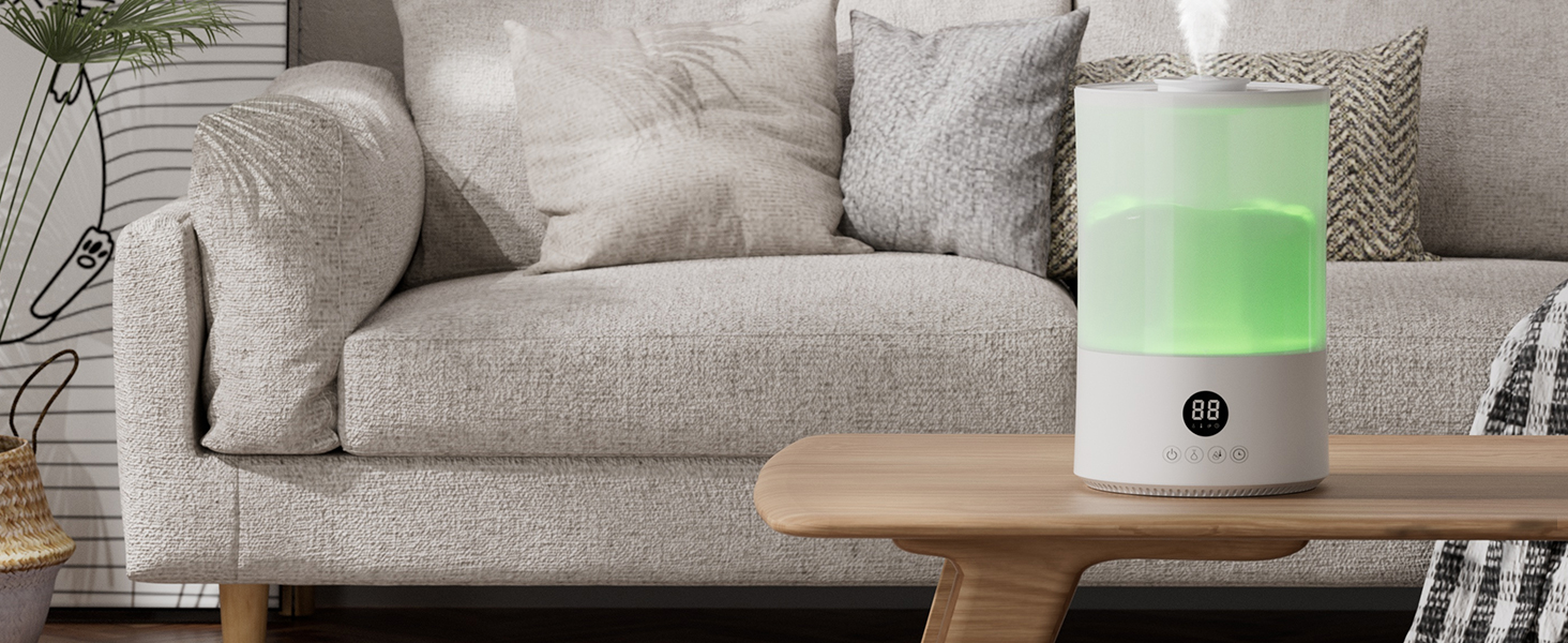 Увлажнитель воздуха для спальни, 4л, ультразвуковой, тихий, с пульт. дистанційного керування, автовимкнення, таймер, 40год, для дитячої кімнати, офісу, рослин