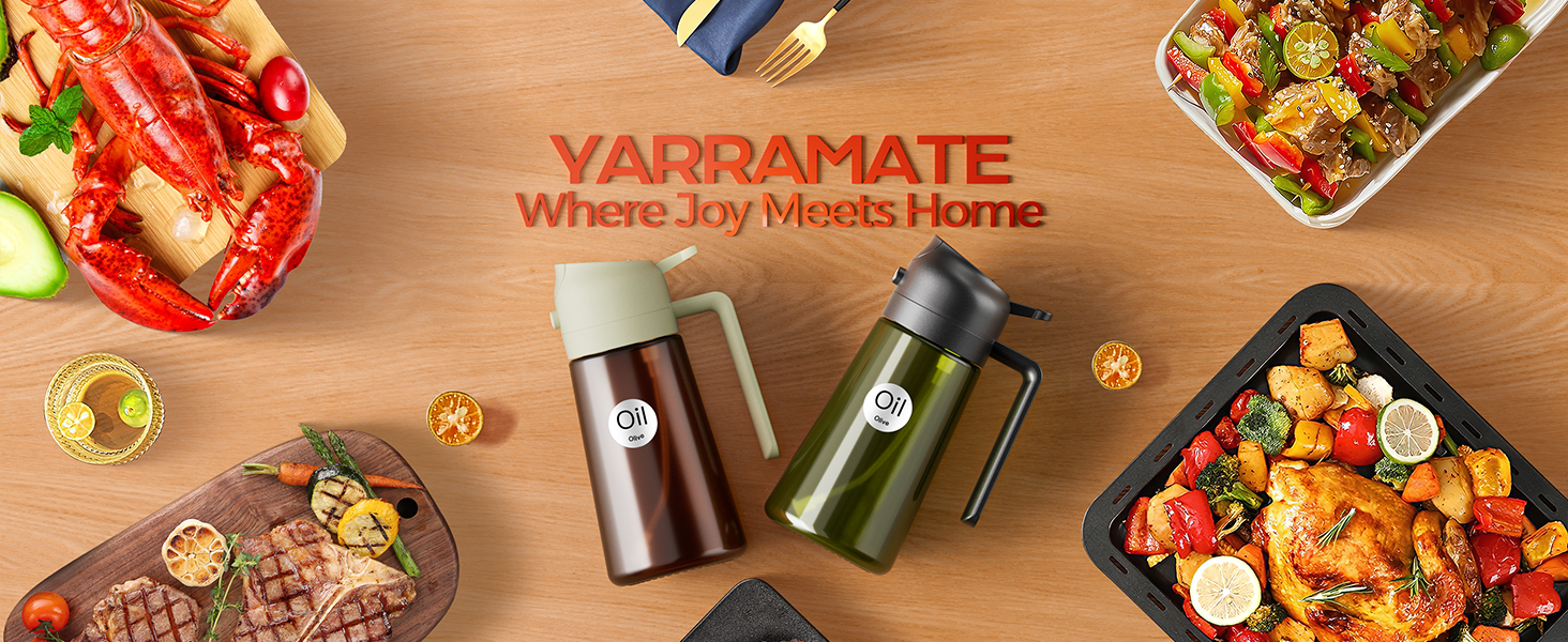 YARRAMATE 2 шт. 470 мл Спрей для олії в темному склі з УФ-захистом для кухні, розпилювач для фритюрниці, зелений колір (Чорно-білий)