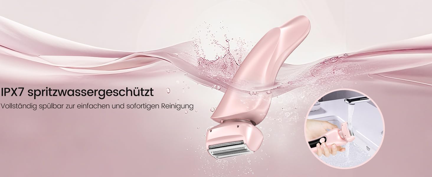 Електричний жіночий триммер Intimrasierer для бікіні, ніг, рук та тіла 2-в-1. Вологостійкий IPX7, USB-C, рожевий