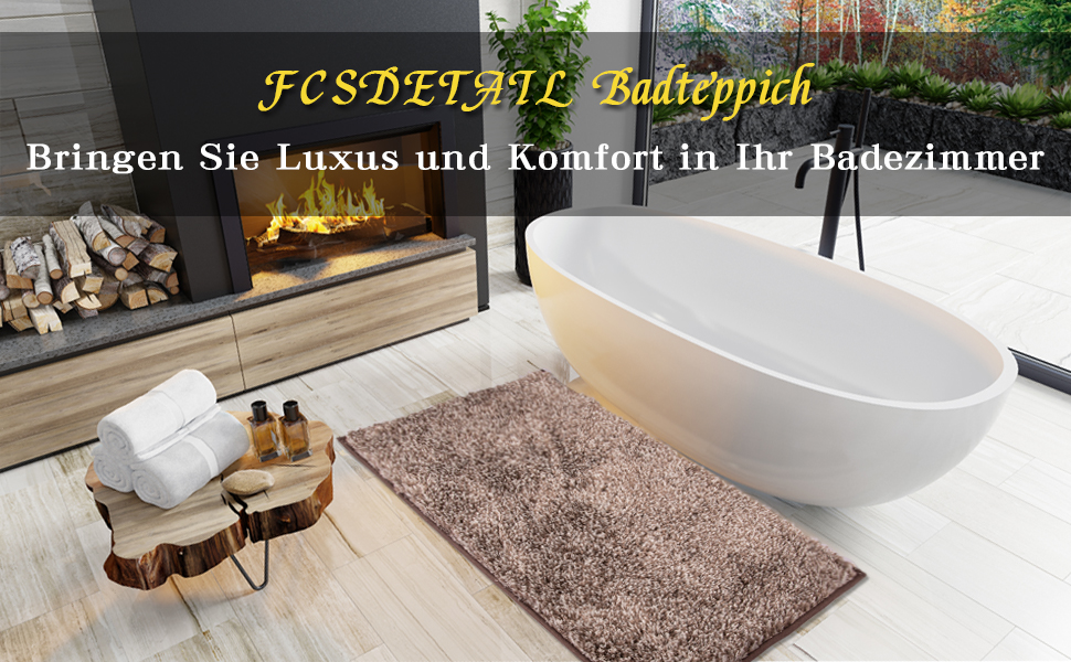 Нековзний килимок для ванної кімнати FCSDETAIL 50x80 см, м'який, швидковисихаючий, з мікрофібри, для ванни та душу