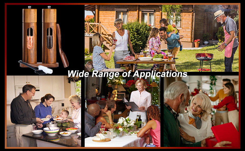 Механічна водяна млин для перцю та солі, набір 2 шт. з регулюванням помелу, керамічний жорно, з підставкою, 21.5 см