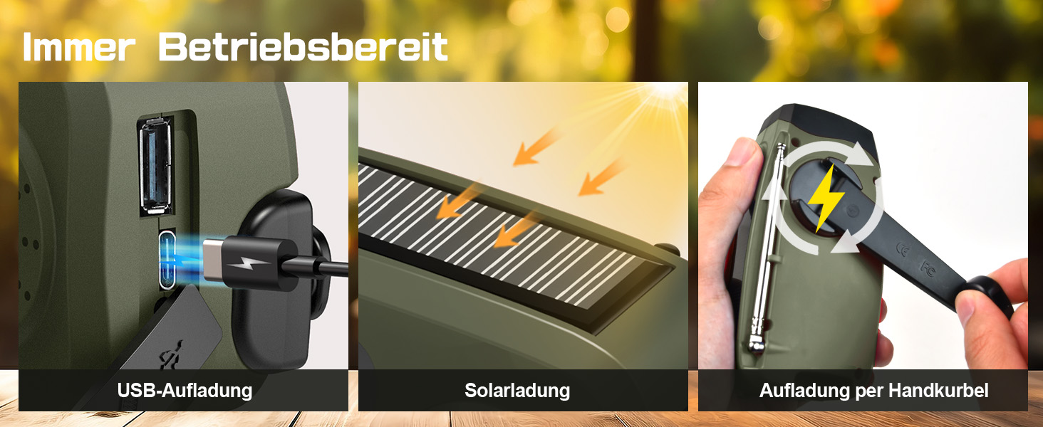 Радіо на механічній та сонячній енергії Notfall Kurbel Radio з Power Bank, USB, AM/FM, SOS-сигналом, ліхтариком - зелений