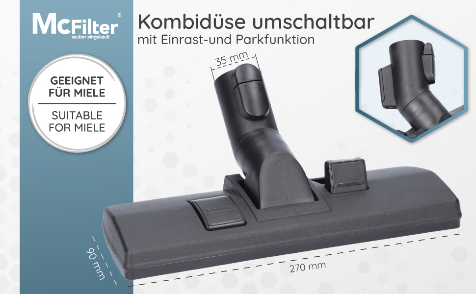 Набір фільтрів та насадок для пилососів Miele (12 шт.) - 32/35 мм, з насадкою для килимів, щілиною, щіткою, пензлем + адаптери (2 шт.)