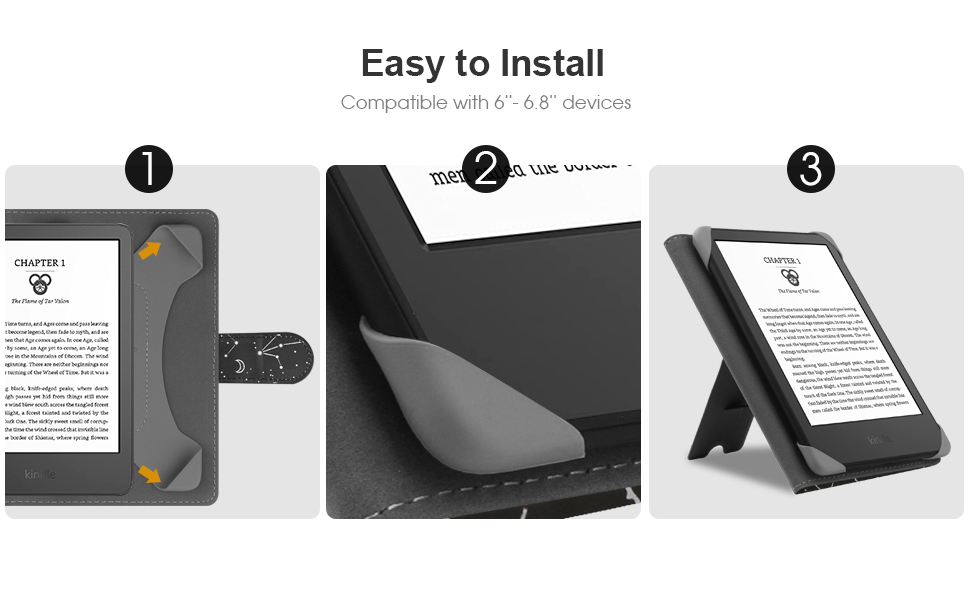 Чохол-підставка для Kindle Paperwhite, Kobo Clara HD/2E, Pocketbook, Tolino, Sony E-Reader з натуральної шкіри