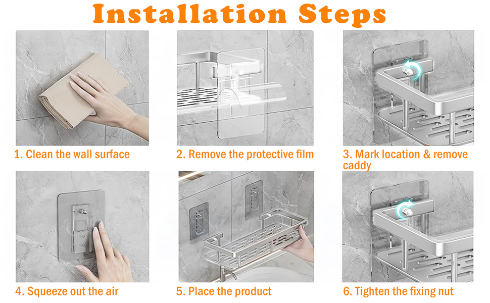 Поличка для душу без свердління, алюміній, 2 шт. Водостійка поличка для ванної кімнати, органайзер для шампуню, аксесуарів, 30,5×13×5,5 см (A Срібло)