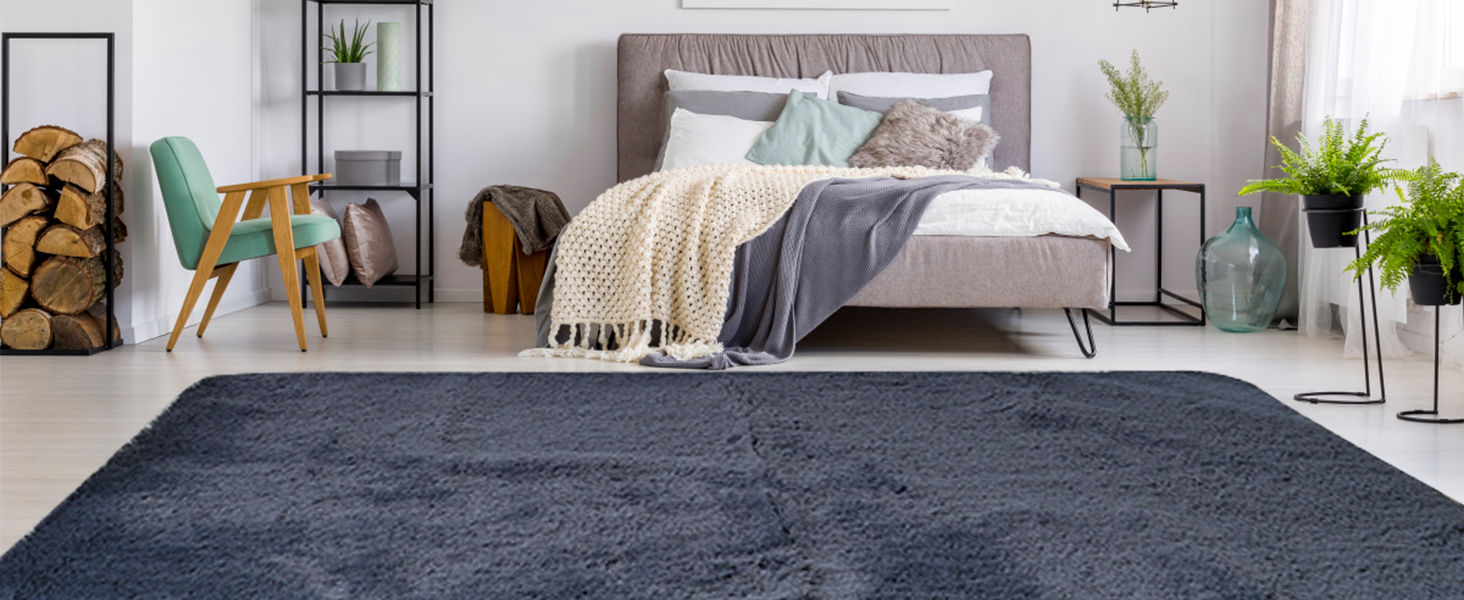 Килимок CHOSHOME для спальні, вітальні: м'який, сучасний, з високим ворсом, антиковзаюча підкладка, для дитячої кімнати, шэггі, сірий, 90x150 см