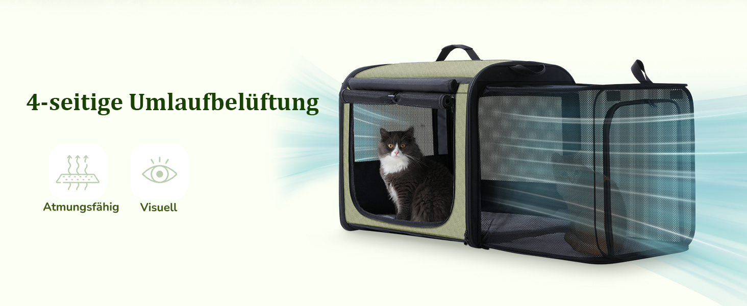 Транспортна переноска для собак Pecute: стабільна, складана, дихаюча, з ролетним віконцем (61x52x45 см)