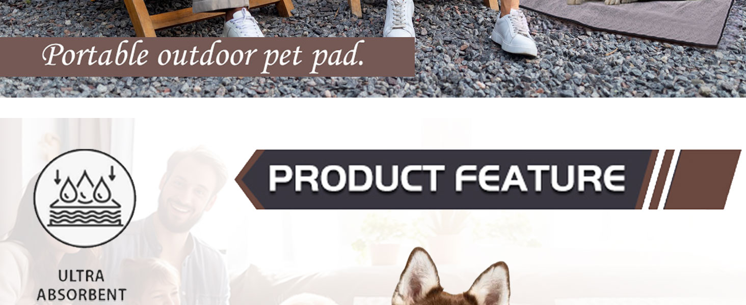 Водонепроникна килимок для собак, 100 x 70 см, з сумкою, для подорожей, чорний, пухнастий