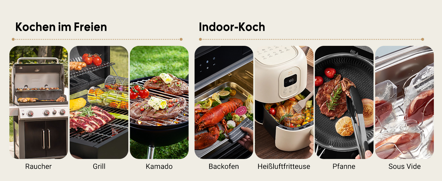 Інструмент Inkbird INT-12-BW: Бездротовий термометр для м'яса з Bluetooth 5.4 та Wi-Fi, водонепроникний (IP67), для приготування на грилі, в духовці, коптильні, ротатерії та аерофритюрниці