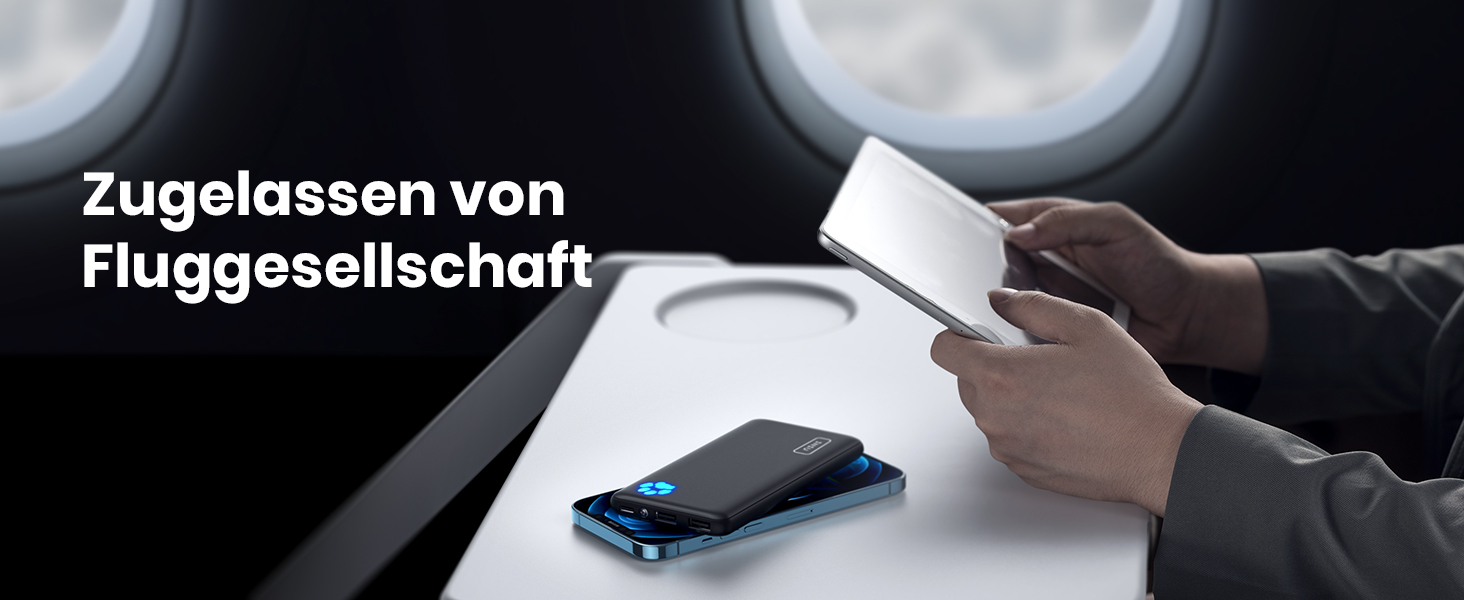 Power Bank INIU 10000mAh, ультратонкий, USB C, 3A, ліхтарик, сумісний з iPhone, Samsung, Huawei, чорний