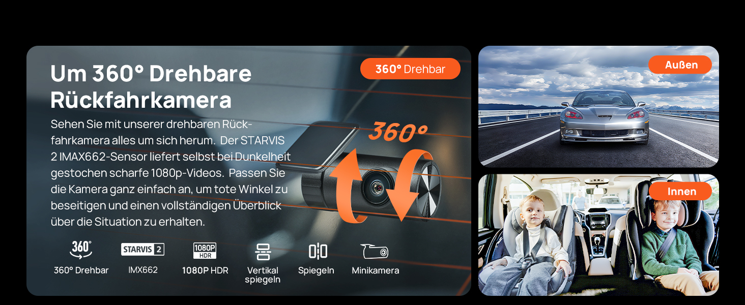 Автомобільний відеореєстратор 70mai M800 4K Dashcam (передній та задній), STARVIS 2 IMX678, нічна зйомка, Dual HDR, вбудована пам'ять 128 GB eMMC, GPS, 5 GHz WLAN, керування голосом