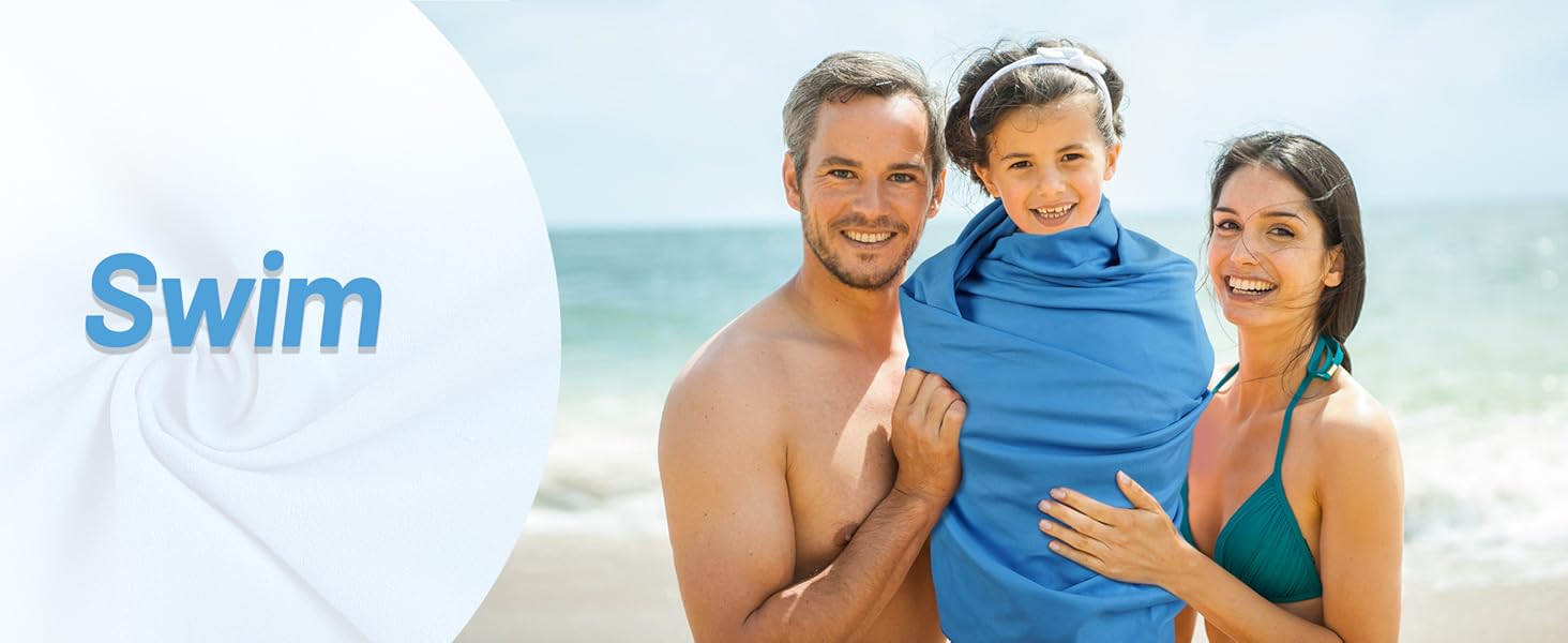 Набір рушників з мікрофібри GZXYA (180x60 см + 2шт 80x40 см), Швидковисихаючі, для спорту та басейну, Колір: Морська хвиля