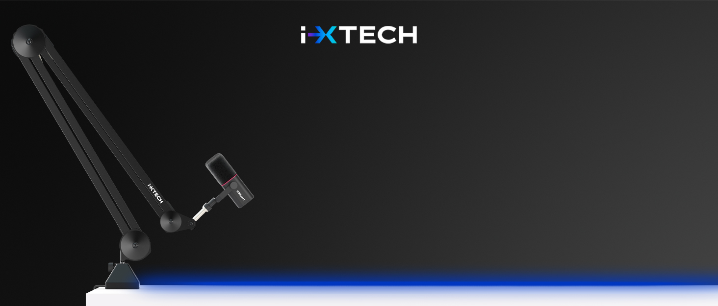 IXTECH Dynaisches мікрофон з нирковою характеристикою RGB, USB/XLR, для студії, подкастів, стрімінгу, запису, геймінгу, співу, Voice-Over, білий (MI06 Large)