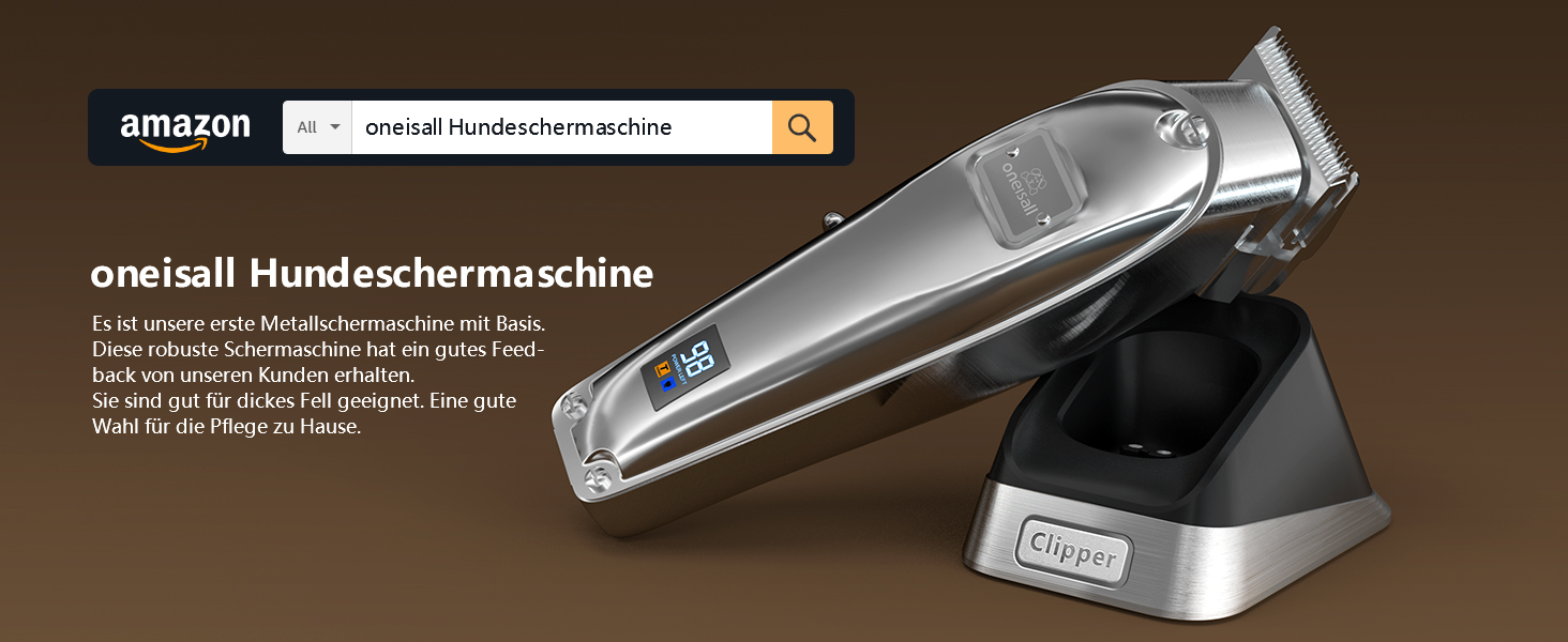 Професійна машинка для стрижки собак Oneisall для густого хутра з основою, електрична машинка для стрижки собак з потужним мотором 6500RPM для густого, довгого та кучерявого хутра, срібна