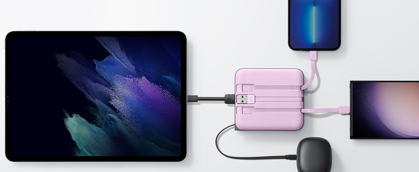 Power Bank VRURC 10000mAh з кабелем: компактний акумулятор USB-C, швидка зарядка 22.5W, LED-дисплей, сумісний з iPhone, Huawei