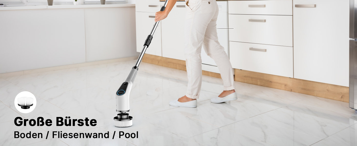 Electric Cleaning Brush, 8 in 1 Electric Cleaning Brush with Interchangeable Drill Brush Heads, Mop Set, Electric Scrub Brush with Adjustable Handle for Bathroom, Kitchen, Car, Floor