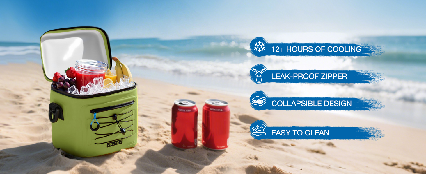 Кühltasche 24L: Водонепроникна сумка-холодильник для пікніка, пляжу, кемпінгу, офісу, транспортування продуктів (армійний зелений)