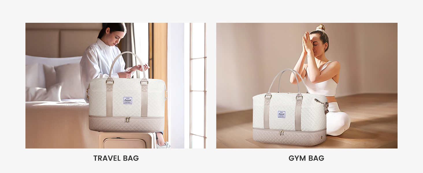 Спортивна сумка LOVEVOOK для жінок, велика ручна поклажа, 2 шт. (Бежевий, Хакі)