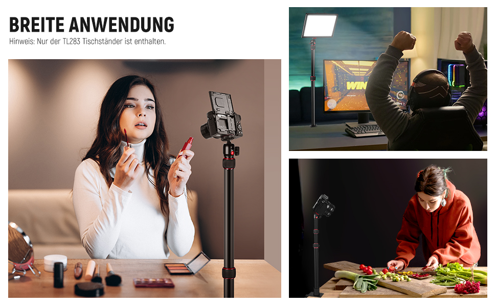 Тримач для камери NEEWER TL283: штатив для столу, мікрофонний важіль, підставка для смартфона та веб-камери, червоний