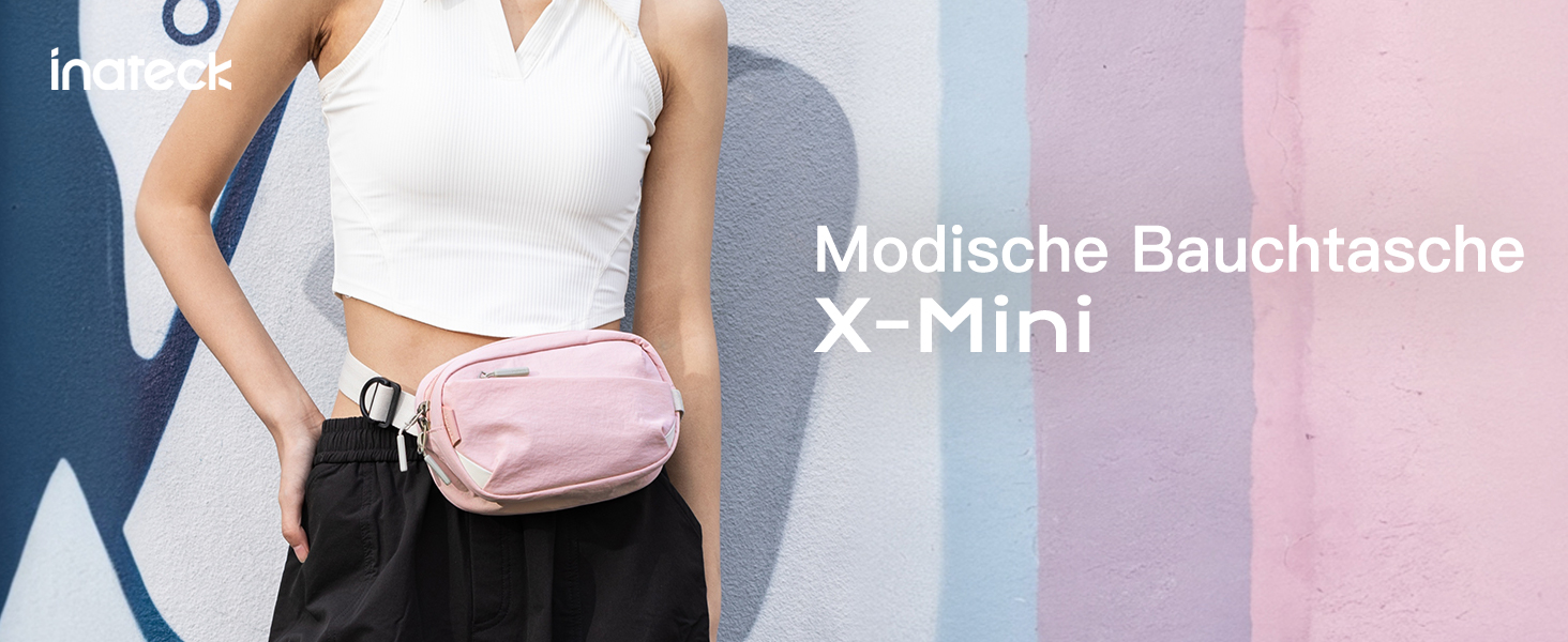 Сумка на пояс Inateck X-Mini, 1.5 л, RFID захистом, для подорожей, спорту, туризму (Рожева)