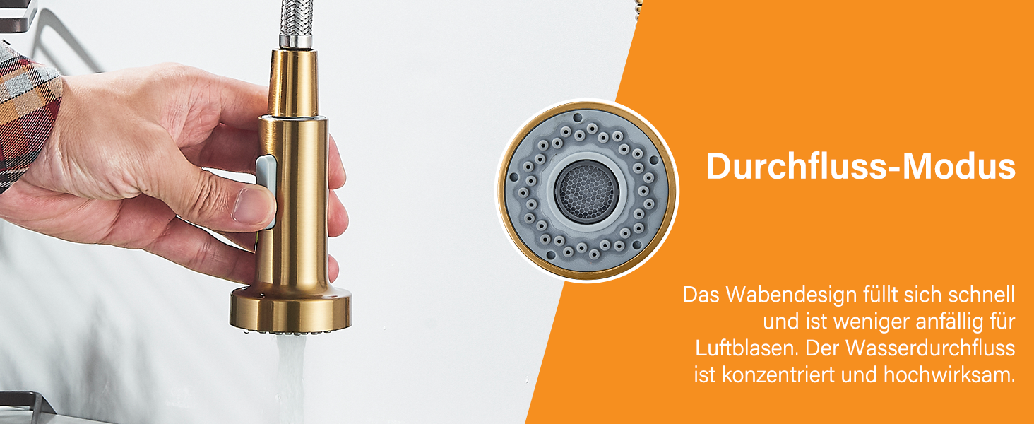 Кухляна змішувач Hbronzeshower з висувною лійкою, 360° обертання, нержавіюча сталь, з душем, для кухні