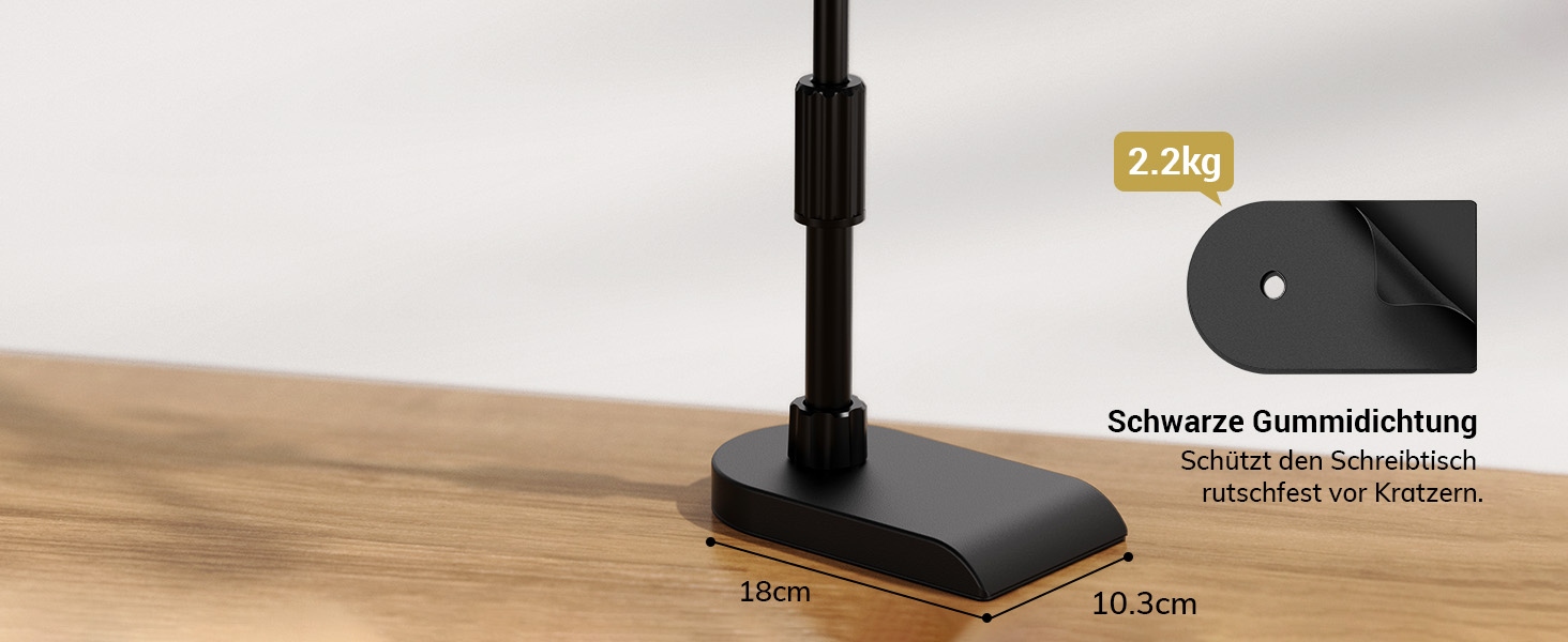 Підставка для мікрофона TONOR з регульованою висотою, з важкою основою та поворотним кріпленням, Boom Arm з адаптерами 3/8'' та 5/8'' для всіх мікрофонів, підходить для подкастів, гітари