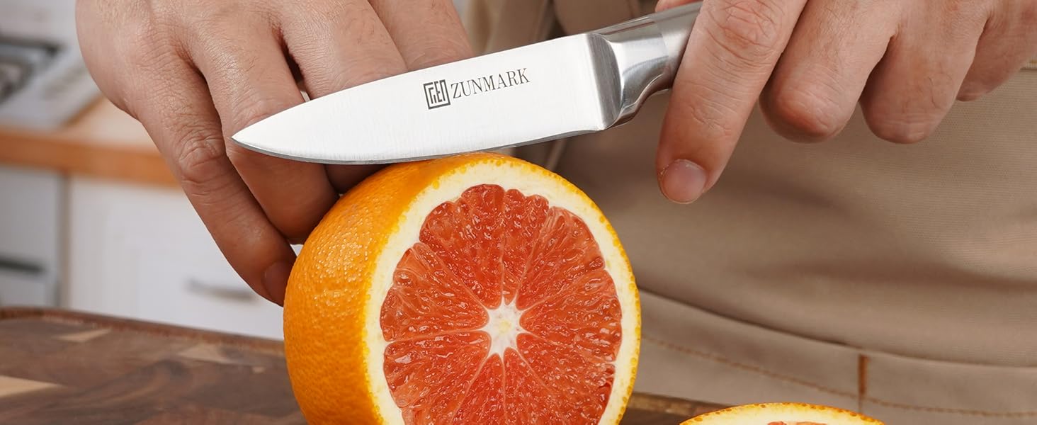 13-Piece Premium Stainless Steel Knife Block Set with Magnetic Storage - Ergonomic Handles, Kitchen Chef's Knife Set, Acacia Wood Block with Leather Strap