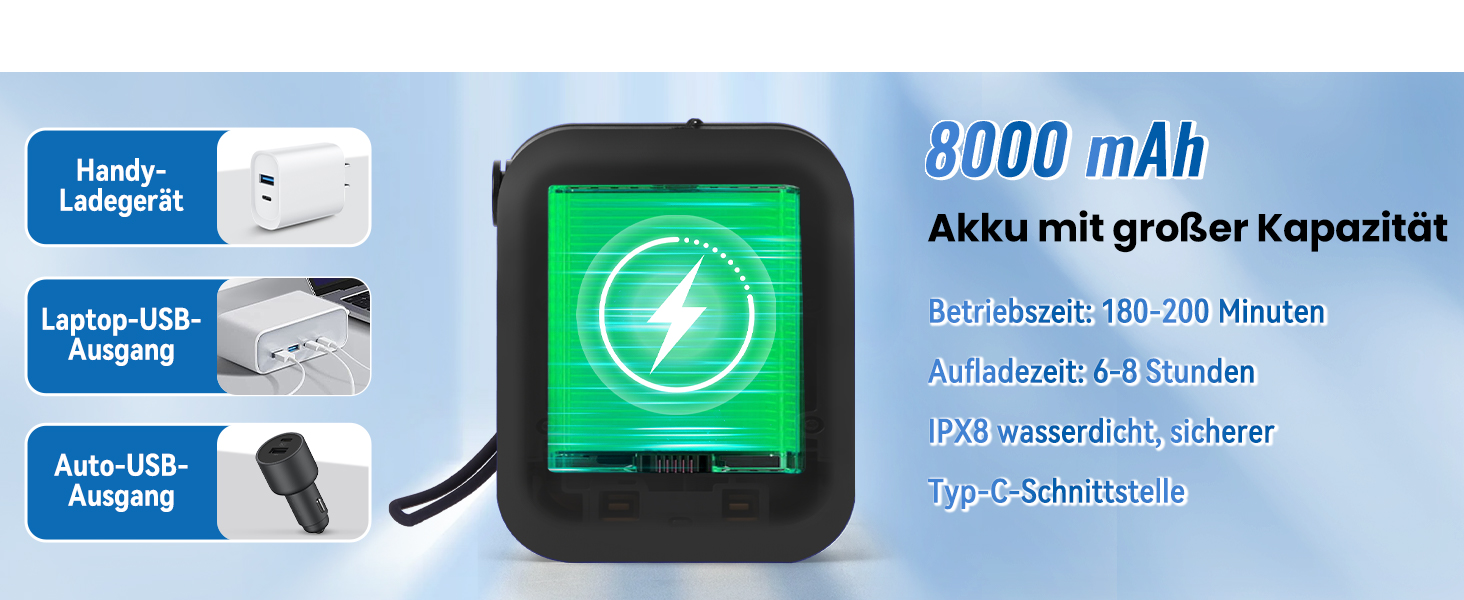 Портативна душ для кемпінгу Charmofun 8000mAh з насосом та фільтром, для подорожей, відпочинку, миття тварин