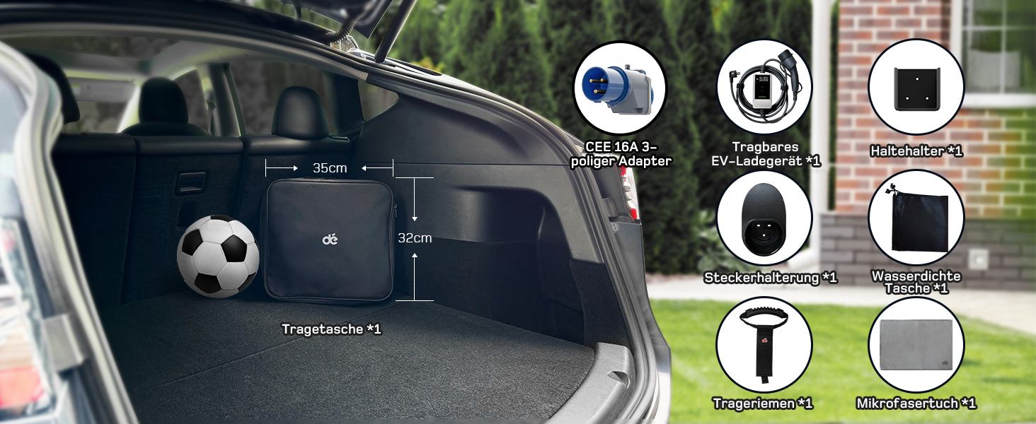 Кабель зарядки для електромобіля тип 2 Schuko 3,7kW (6-16A, 1-фазний) з LCD дисплеєм, 7м, для ID.3/4/5/7, Model Y/3, ENYAQ та інших PHEV/EV