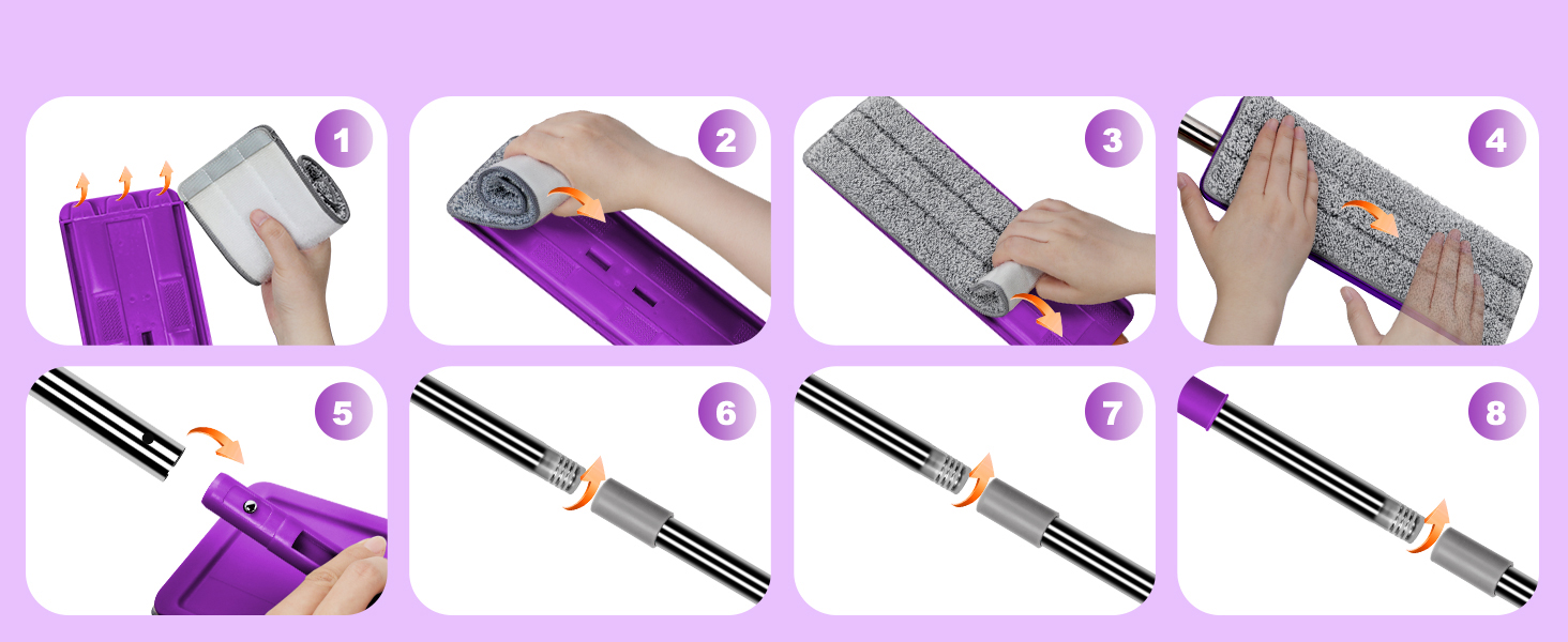 Набір для миття підлоги Masthome з відром: плоский моп, 3 мікрофібрових насадки, відро з нержавіючою сталею, моп з функцією віджиму, для прибирання підлоги