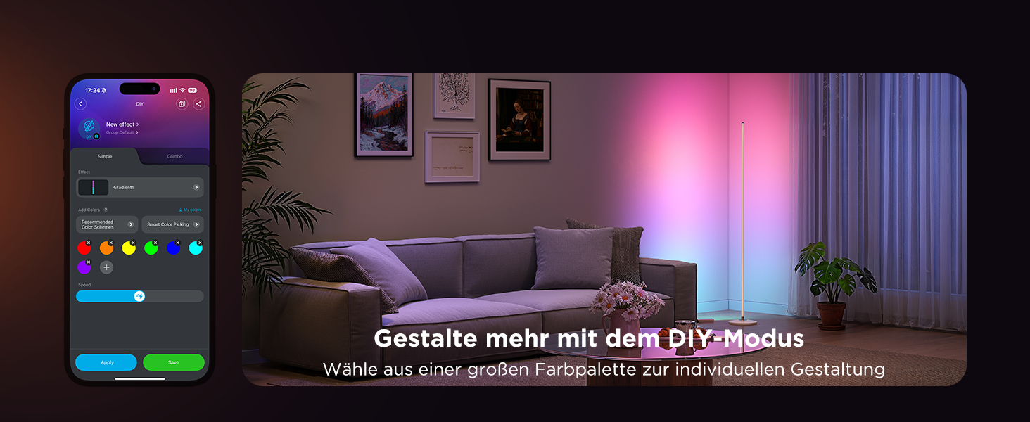 Govee LED-лампа настільна RGBIC, Wi-Fi, диммування, сумісна з Alexa та Google Assistant, 16 млн кольорів, 58 режимів, музичний режим, DIY для ігор та спальні (Золотий, 1 шт.)