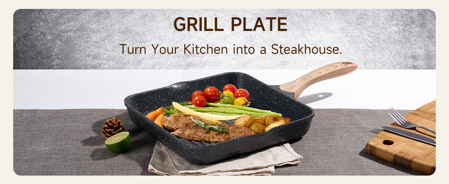 Набір посуду JEETEE 23-елементи: каструлі та сковорідки з антипригарним гранітним покриттям, підходить для всіх плит (індукційних), ідеальний як подарунок на новосілля