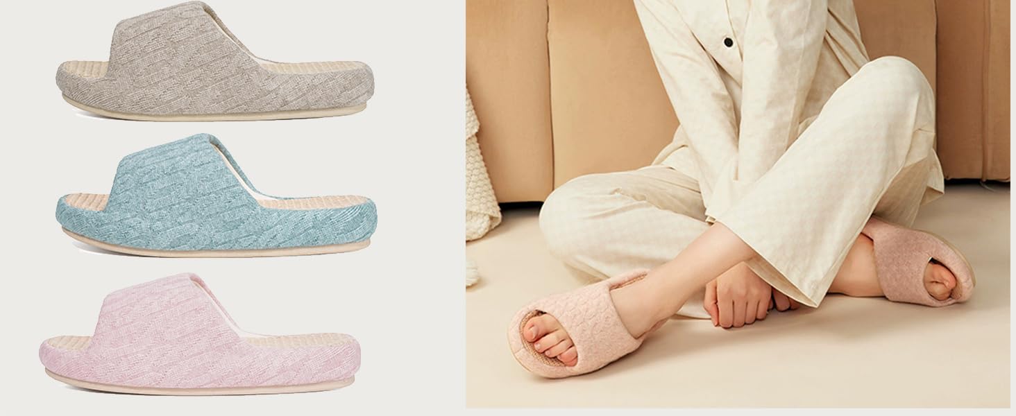 Тапочки жіночі Eagsouni з льону, зручні, антиковзні, з піною пам'яті, для дому, теплі, 37/38 EU, бежеві