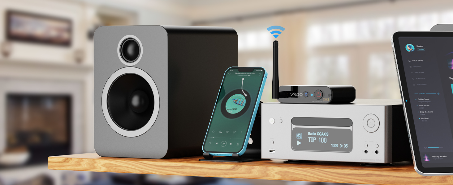 Bluetooth аудіоприймач YMOO з LDAC, ESS DAC-чіпом: оптичний та RCA вихід для стереосистеми